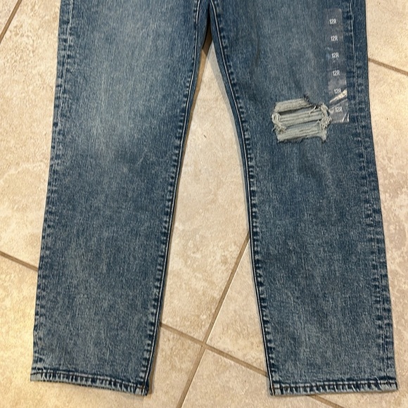 NWT! Express Super High Rise Slim Jeans 12 Acid Wash Destroy Distress - Picture 6 of 7